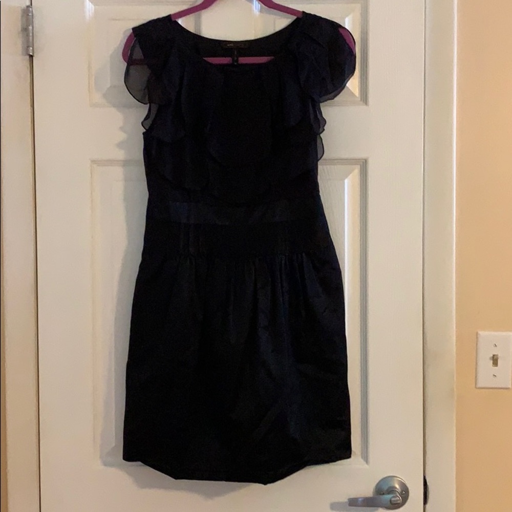 BCBG Maxazria Black Bubble Dress with Flutter Sleeves